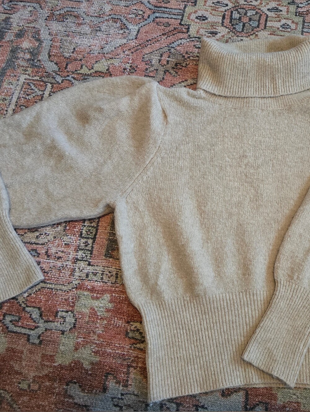 Worthington Soft Turtleneck Knit Sweater in Light Beige